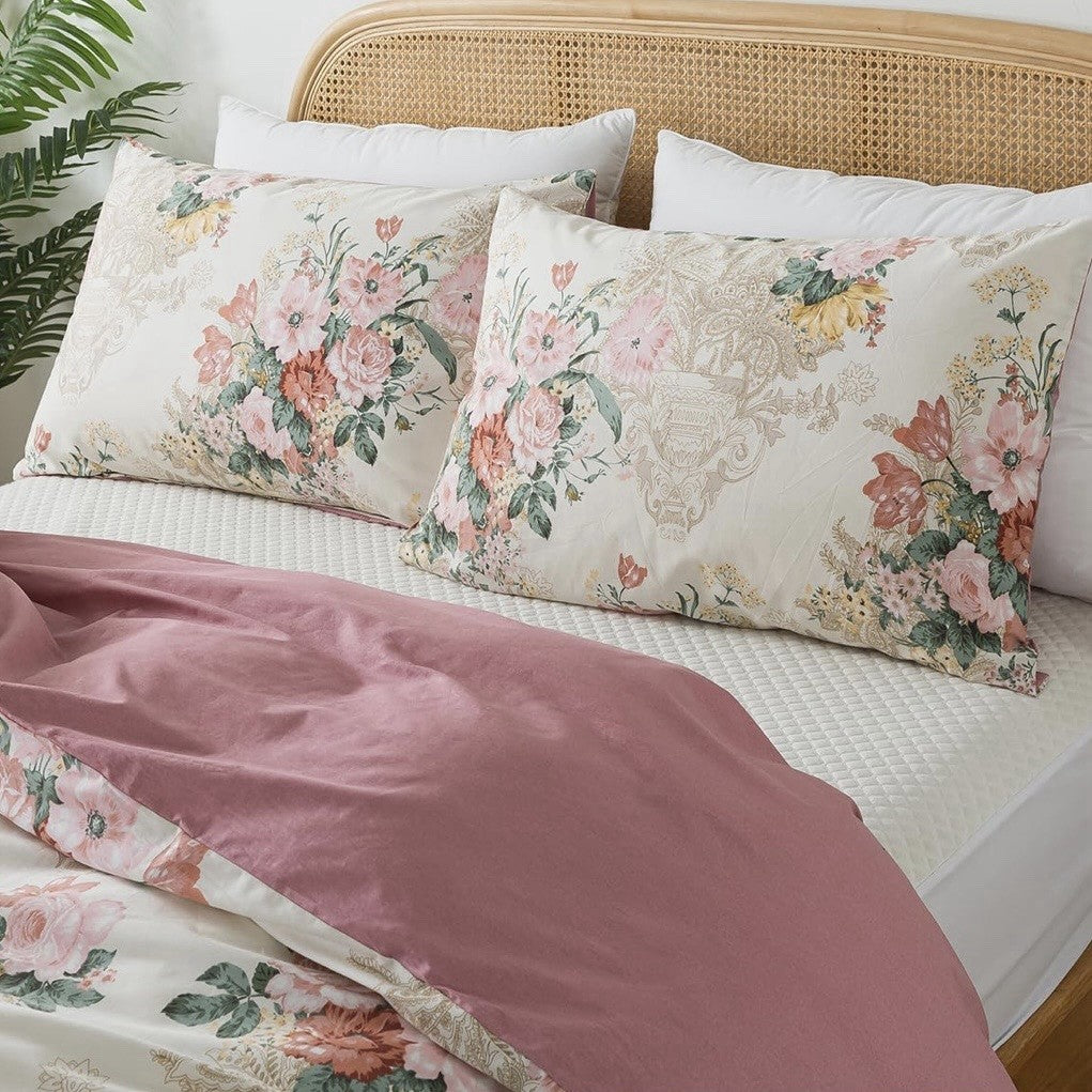 NEW Anthro Vintage Antique Floral Print Boho Queen King Bedding Duvet & Sham Set
