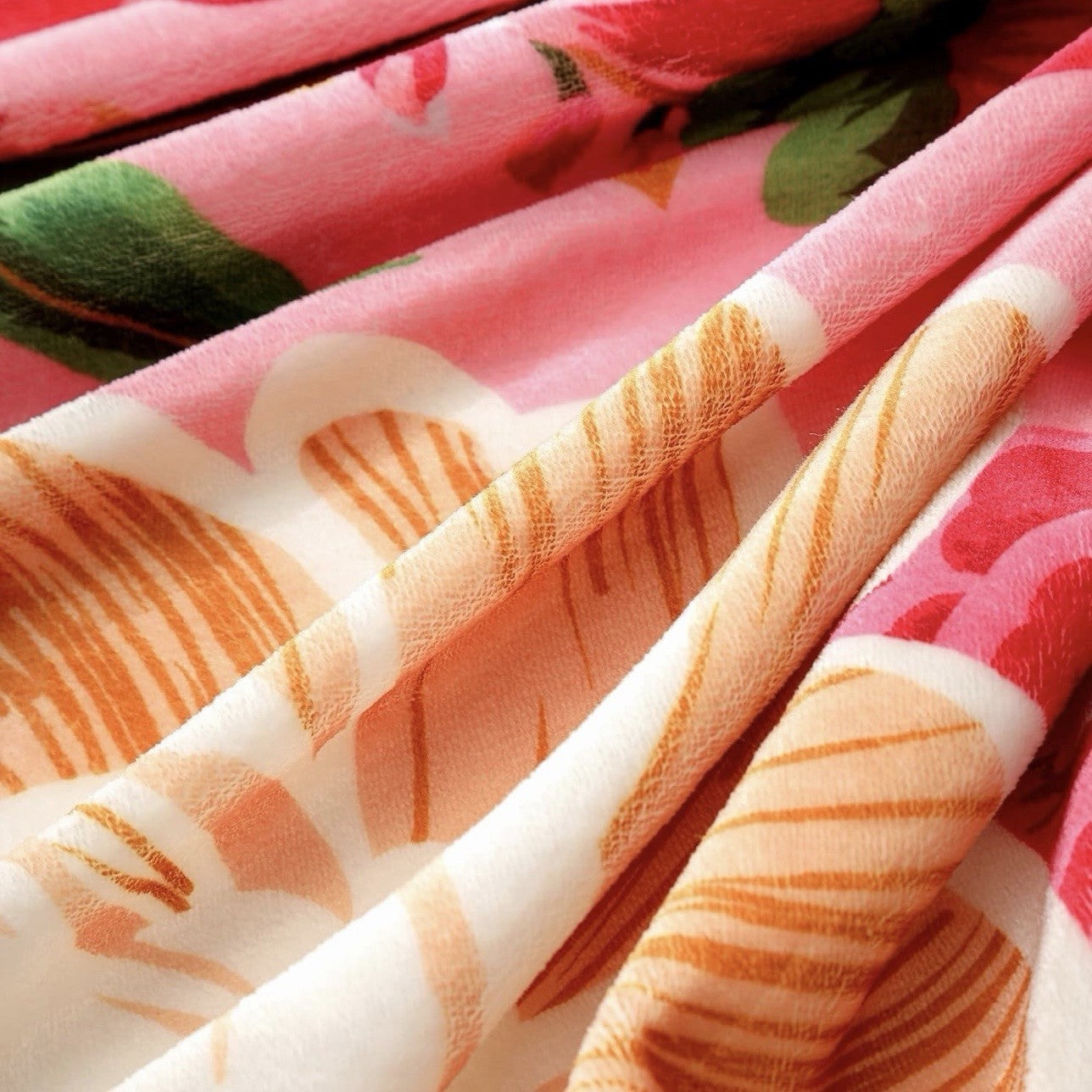 NEW Anthropologie XL Queen Boho Red Floral Fleece Throw Blanket Bedspread 90x90