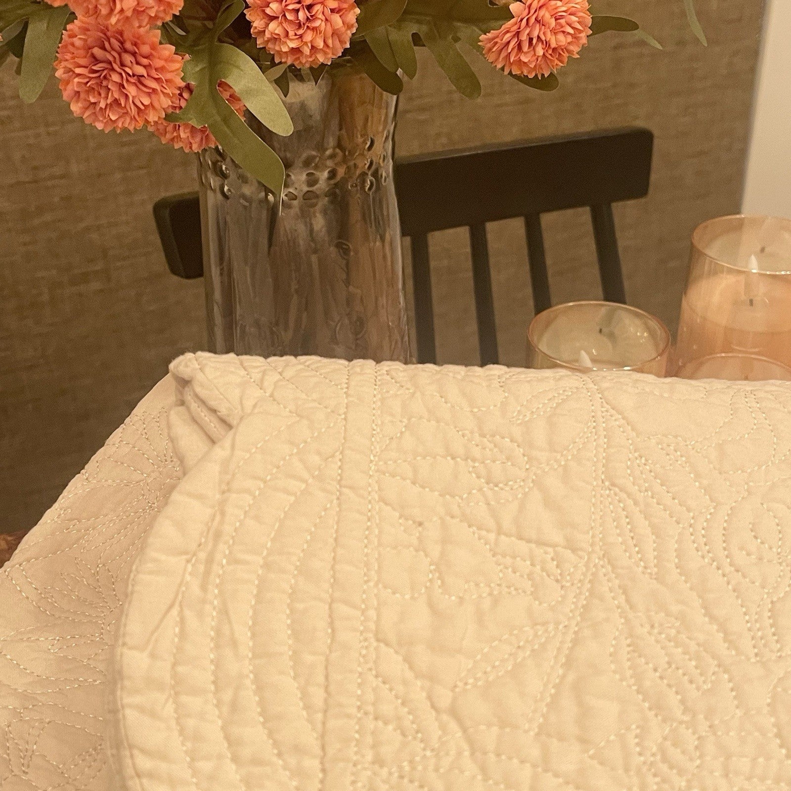 NEW Anthropologie White Cream King Reversible Quilt Bedspread Blanket Sham Set