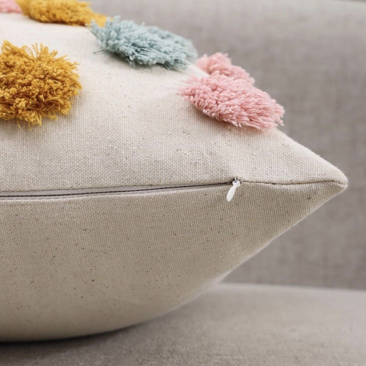 NEW Anthropologie (Set 2) Boho Tassel Pom Pom Throw Pillow Case Sham 18" x 18"