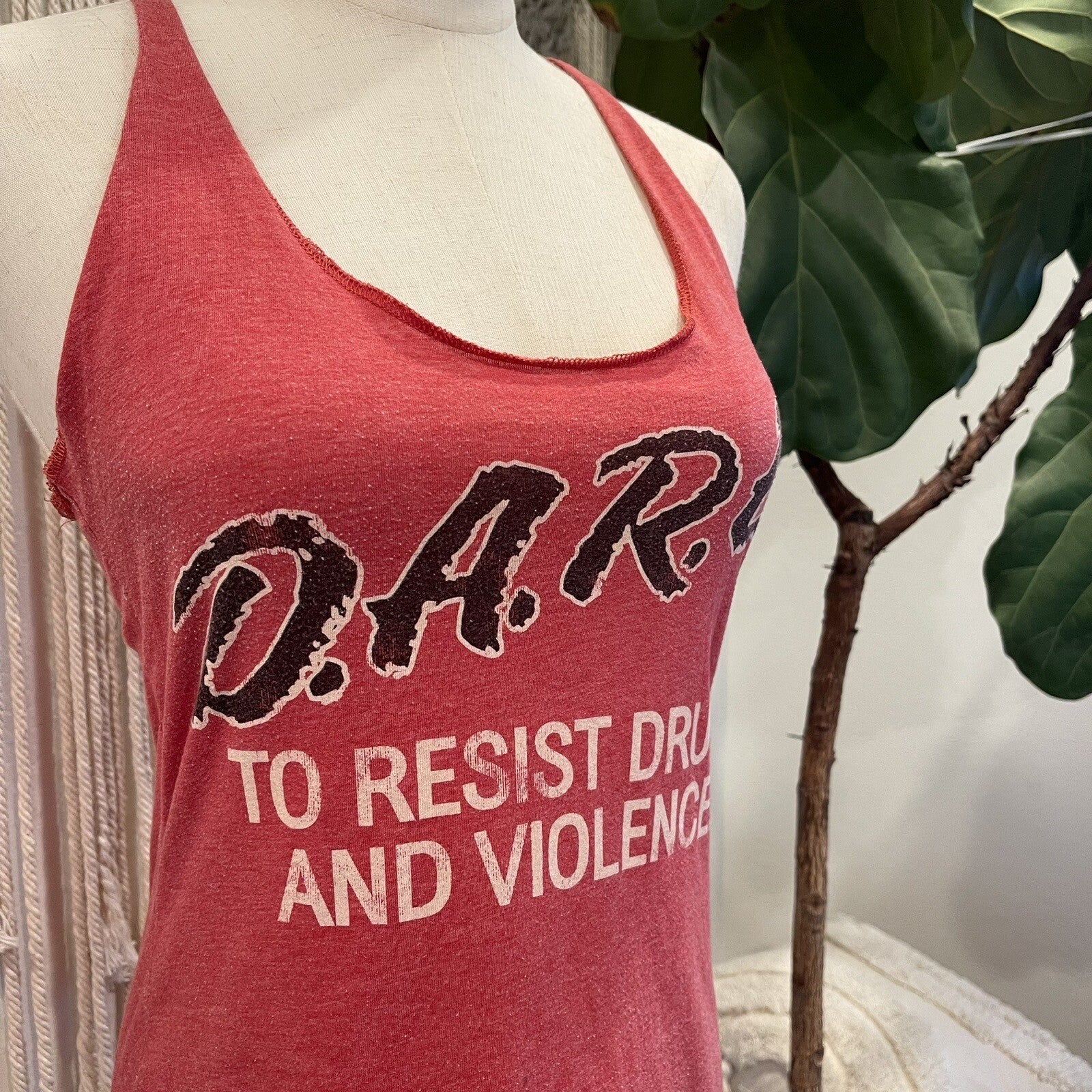 Free People | D.A.R.E Drugs Vintage Style Racerback Tank Top Shirt - Medium
