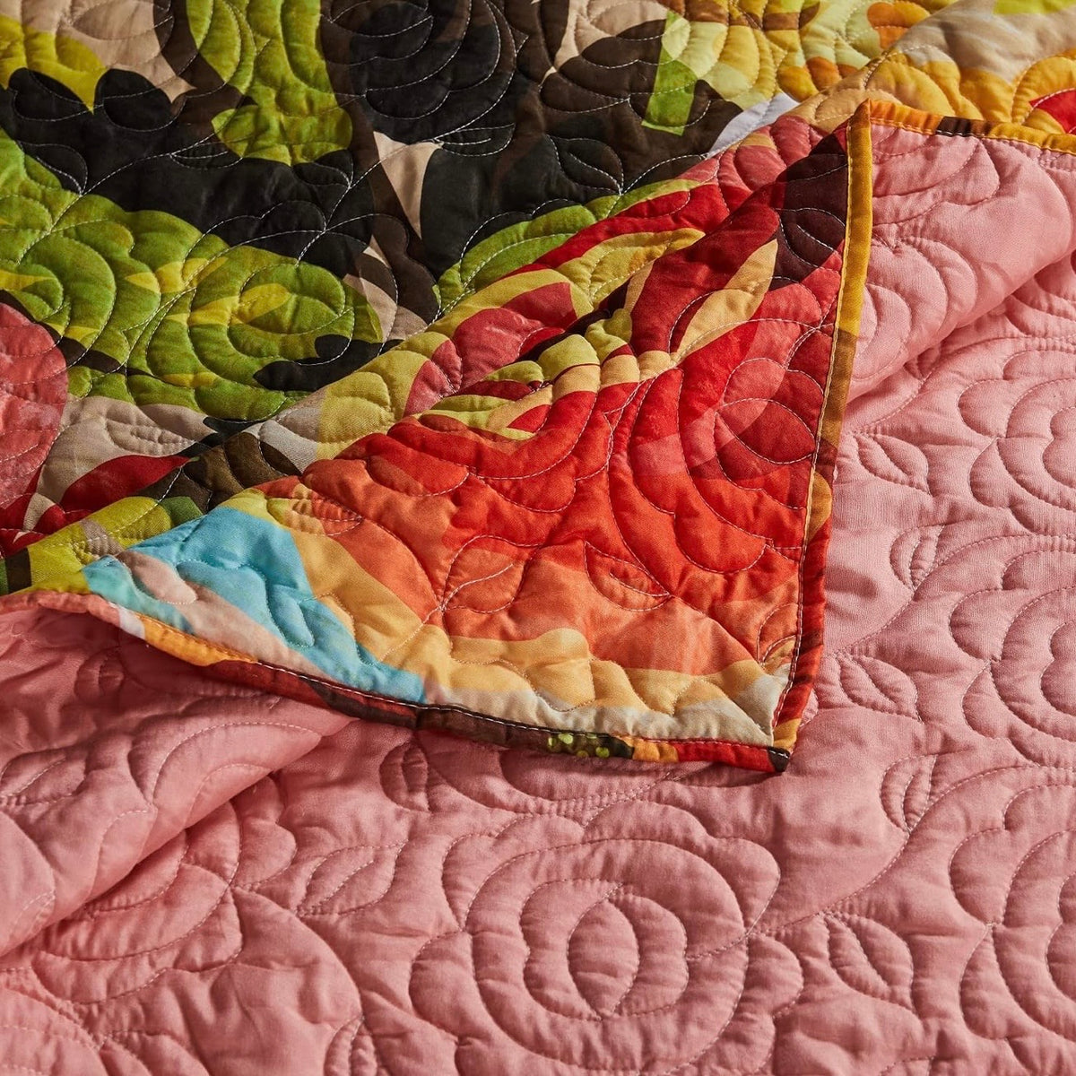 NEW Anthropologie Boho Red Cotton Floral Throw Blanket Bedspread Quilt 50" x 60"