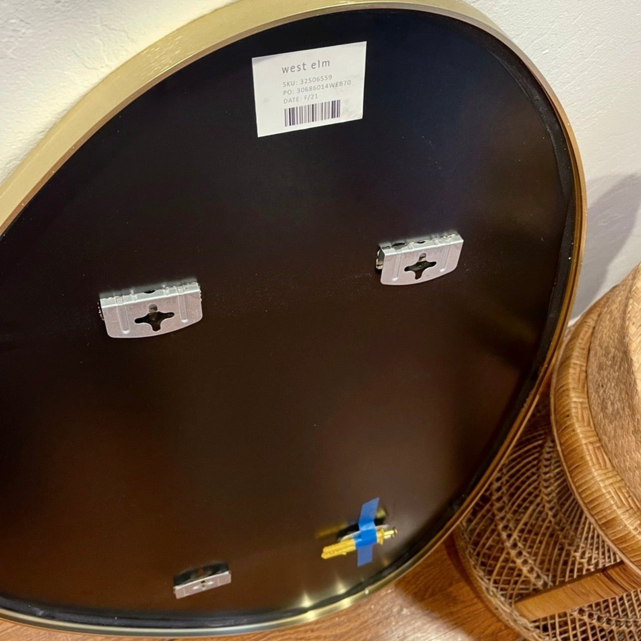 NEW West Elm Gold Asymmetrical Framed Mid-Century Modern Wall Mirror - 20" x 34"