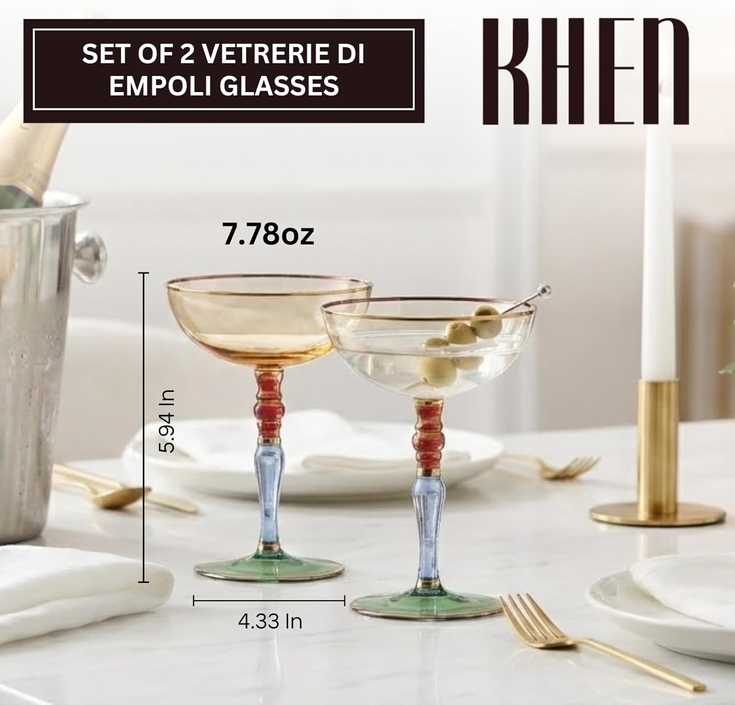 Khen Ravello Coupe Glassware - Set of 2