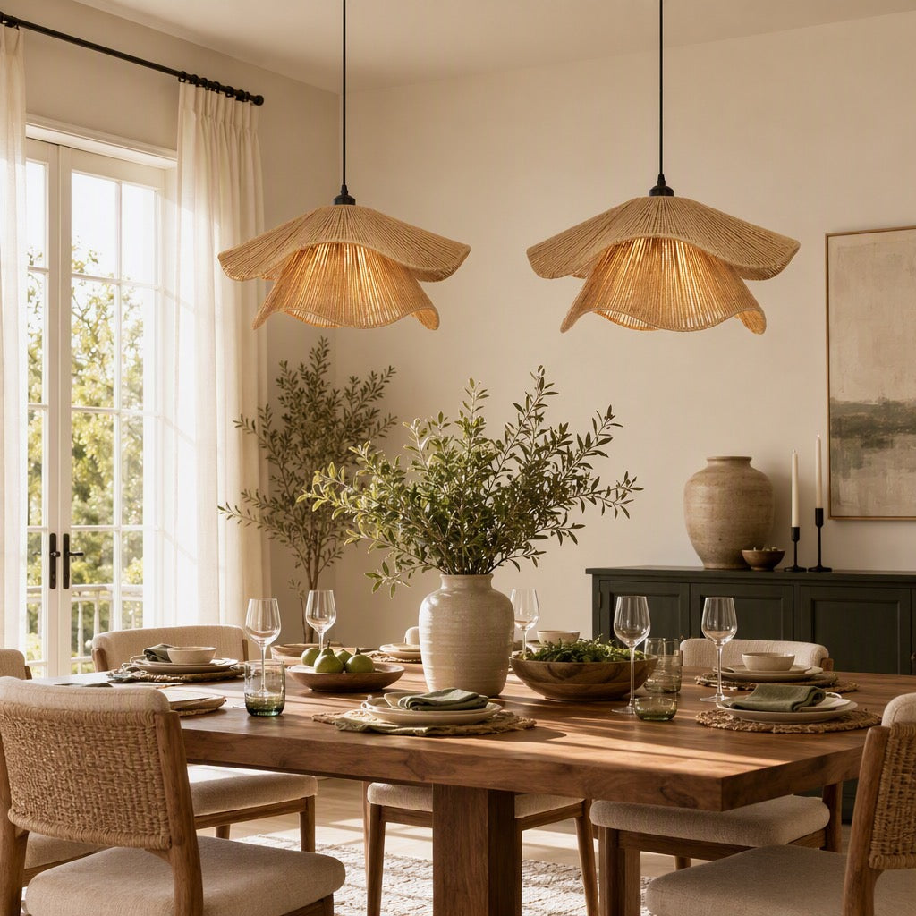 NEW West Elm Large Jute Woven Wavy Black Rope Chandelier Pendant Light Fixture