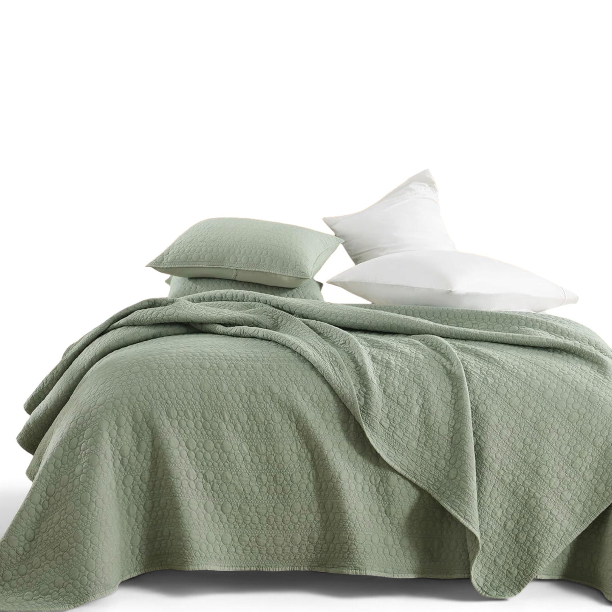 NEW West Elm Green Stone Print Ultra Soft Queen King Bedding Bedspread Sham Set