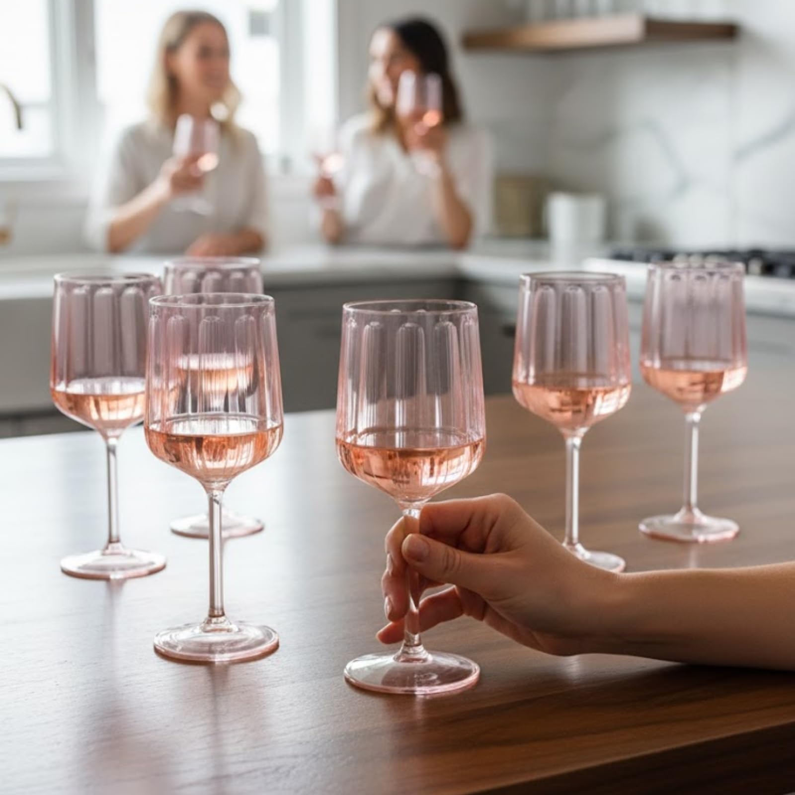 Khen Acrylic Lucia Stemmed Goblets - Set of 6 |14oz | Pink