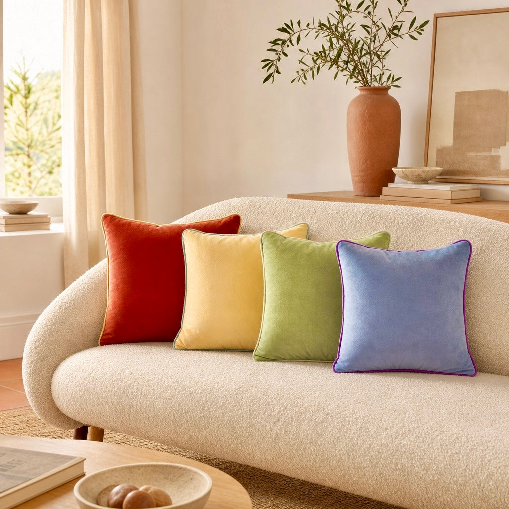 New Anthropologie (Set 4) Boho Velvet Throw Pillow Covers Cases Shams | 20 x 20