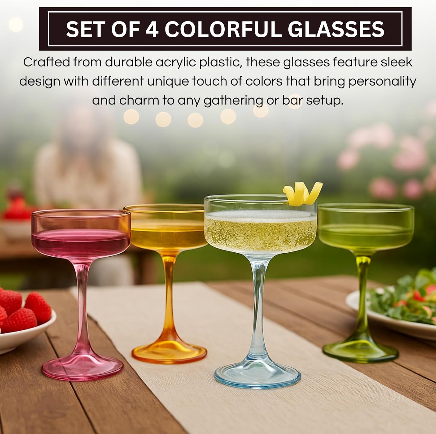 Khen Champagne Coupes Morgan Set Vibrant - Set of 4 Multicolor