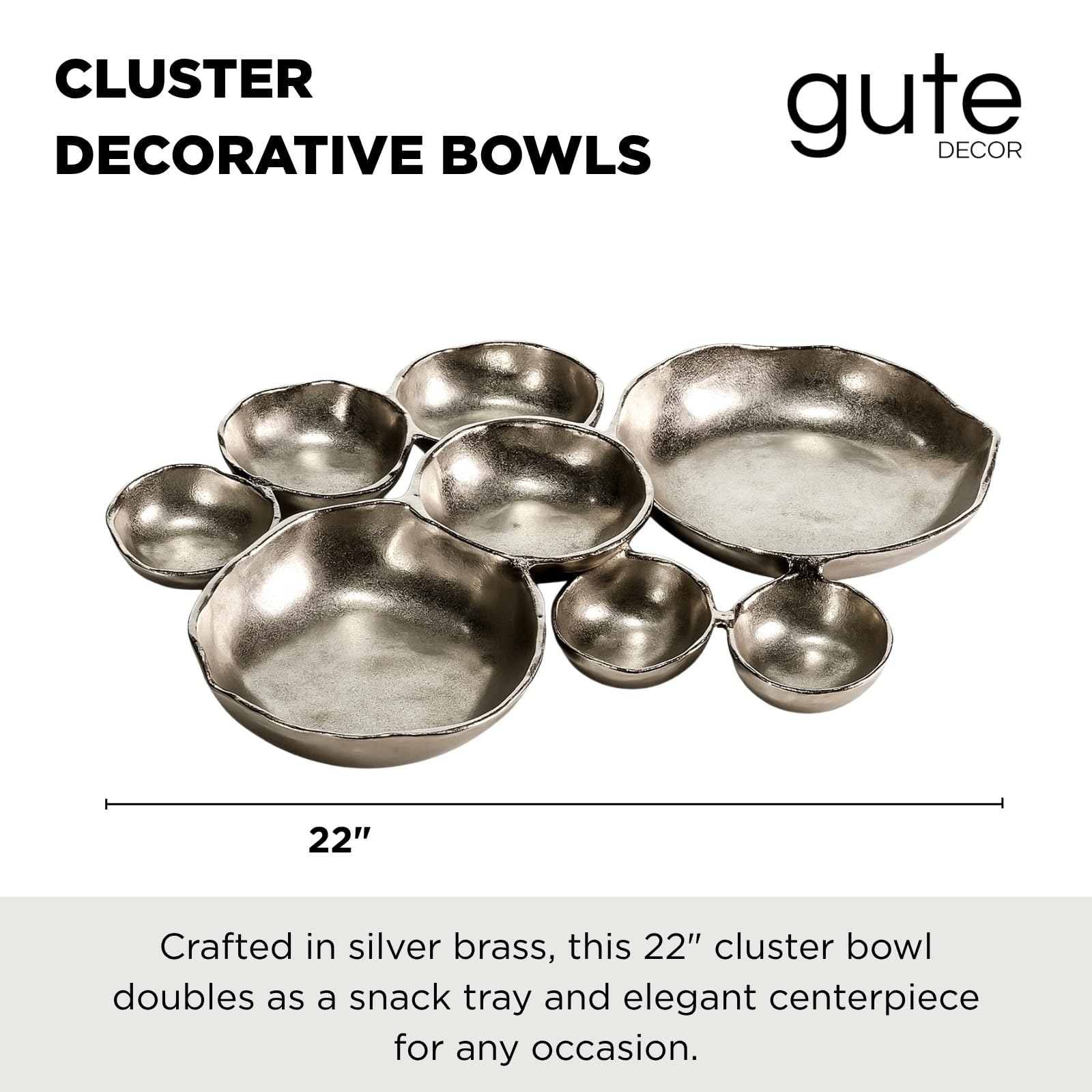 Cluster Decorative Bowls, Bright Silver Brass - Decoration, Snack Tray Bowl