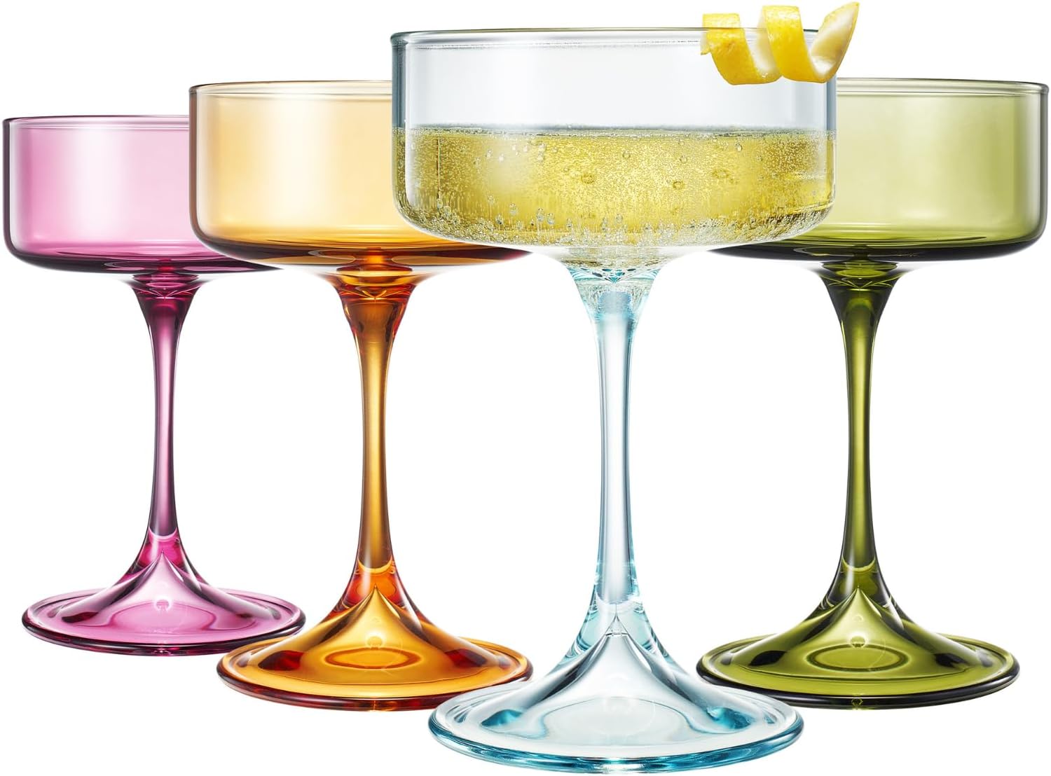 Khen Champagne Coupes Morgan Set Vibrant - Set of 4 Multicolor