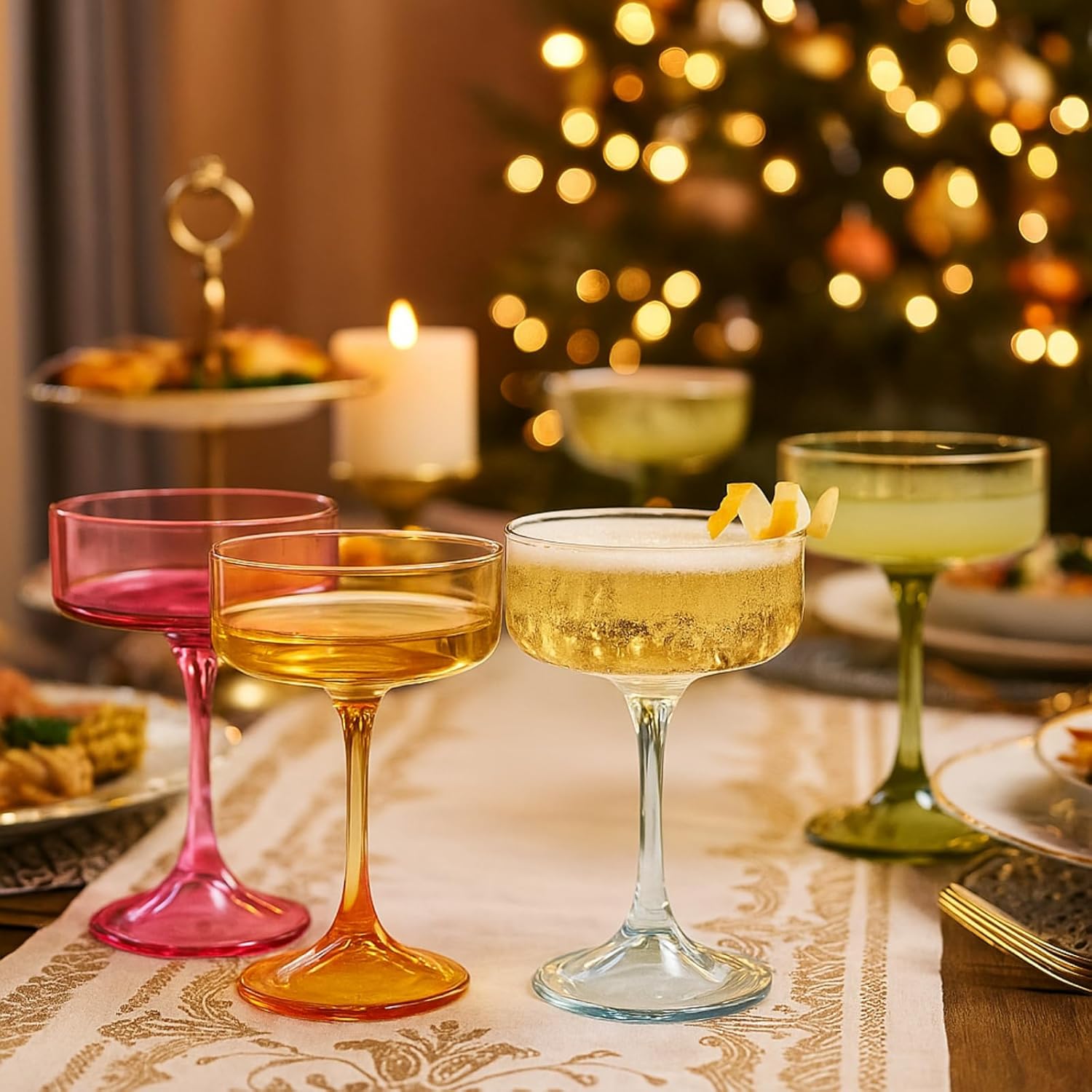 Khen Champagne Coupes Morgan Set Vibrant - Set of 4 Multicolor