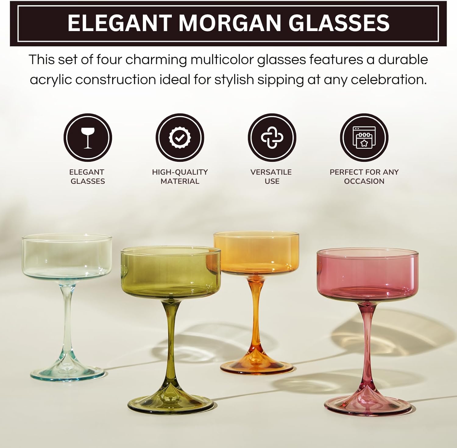 Khen Champagne Coupes Morgan Set Vibrant - Set of 4 Multicolor