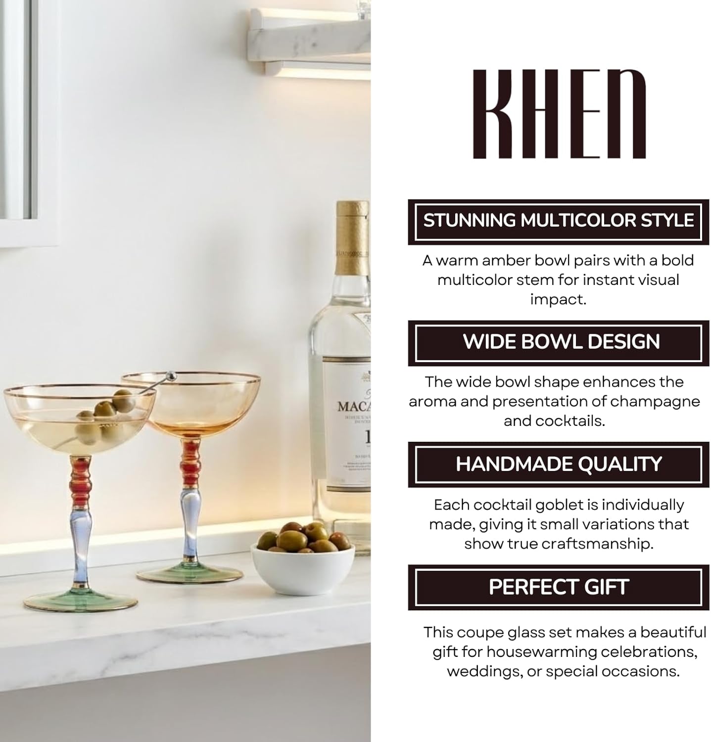 Khen Ravello Coupe Glassware - Set of 2