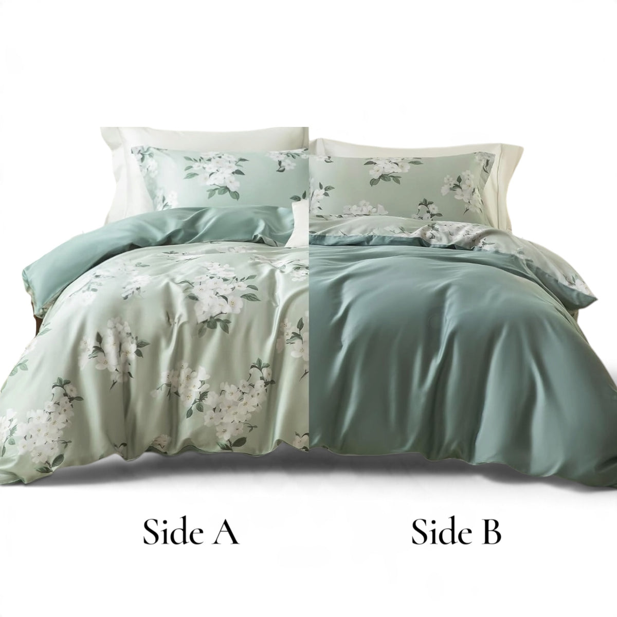 NEW West Elm Sage Green Floral Print Cotton Multi-Size Bedding Duvet & Sham Set