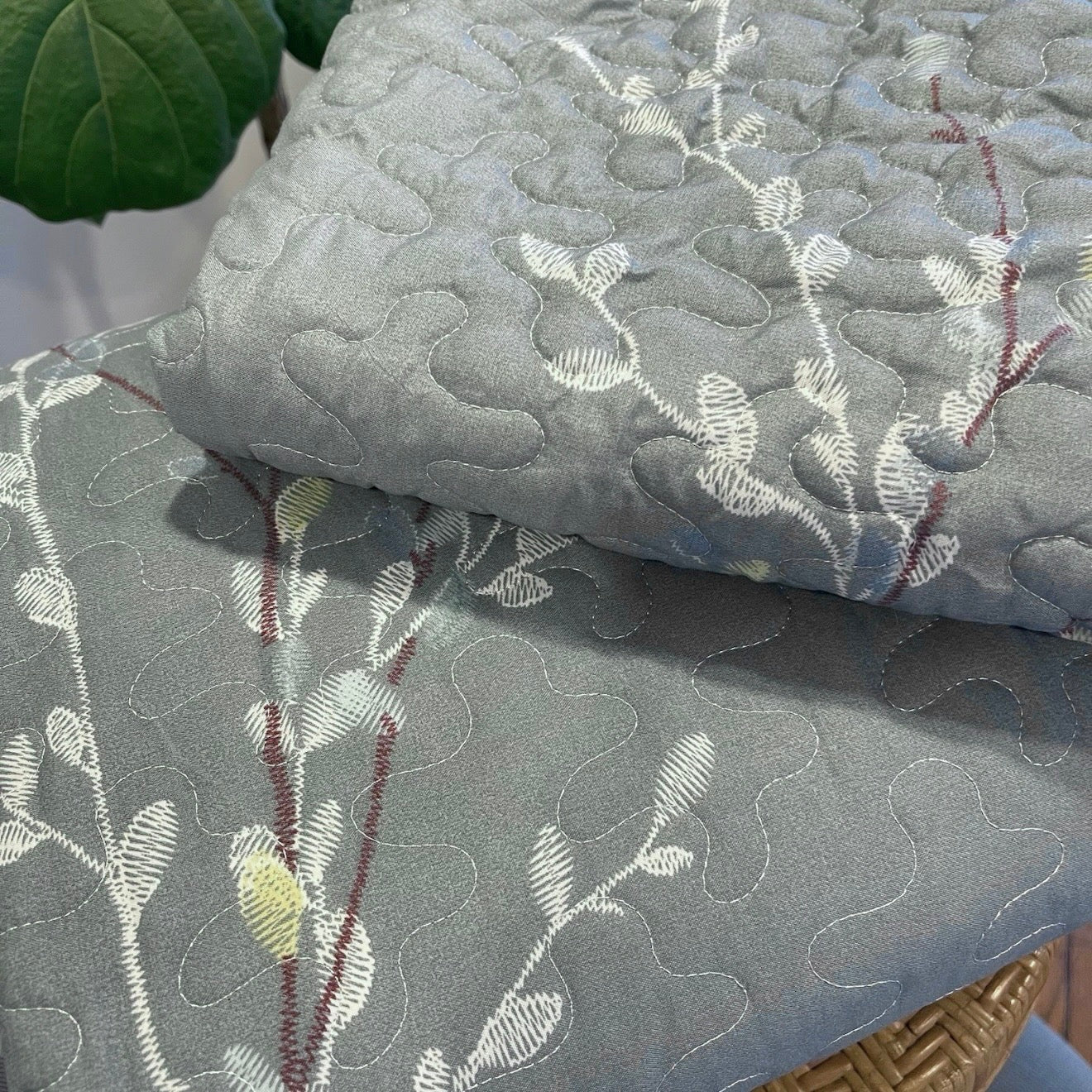 NEW West Elm Blue King Size Floral Embroidered Bedspread Quilt Pillow Case Set