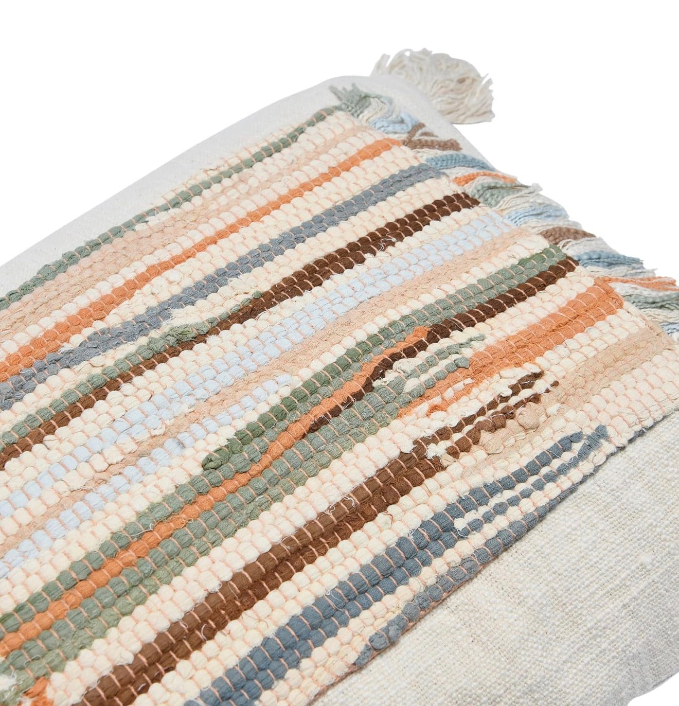 NEW Anthropologie Boho Tassel Woven Knit Lumbar Throw Pillow & Insert - 16 x 24