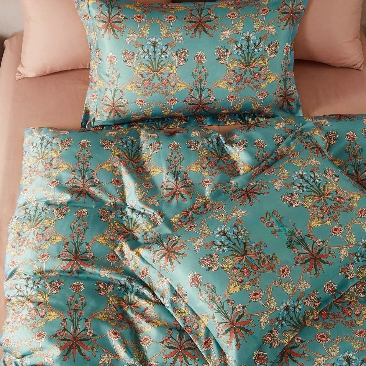 NEW Anthropologie Teal Orange Boho Queen King Size Bedding Duvet Floral Sham Case Set - Multiple Sizes
