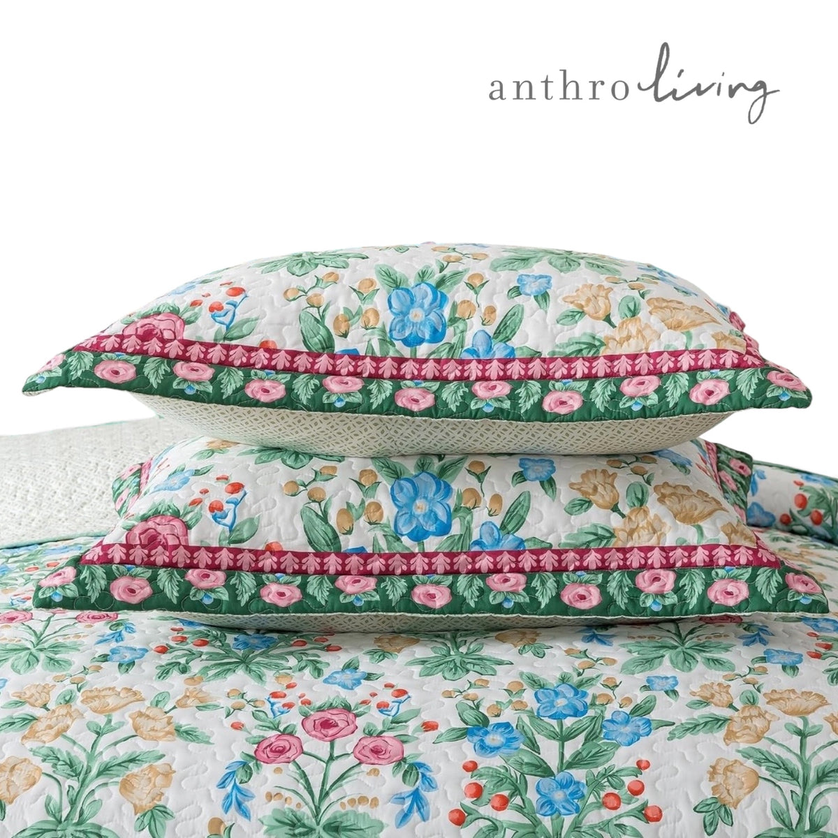 NEW Anthropologie Vintage Floral Queen / King Quilt Bedspread Bedding & Sham Set