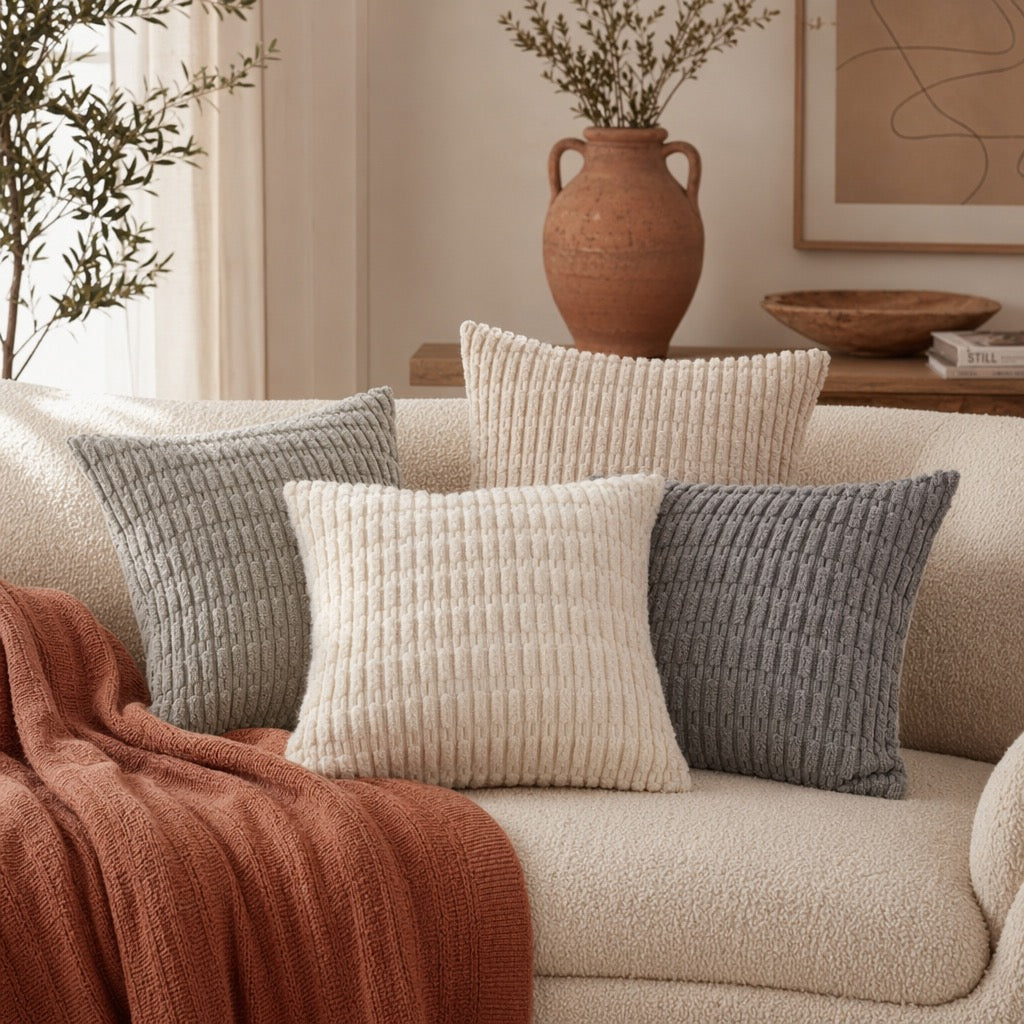 NEW West Elm (Set 4) Multicolor Velvet Corduroy Throw Pillow Cover Sham 18 x 18