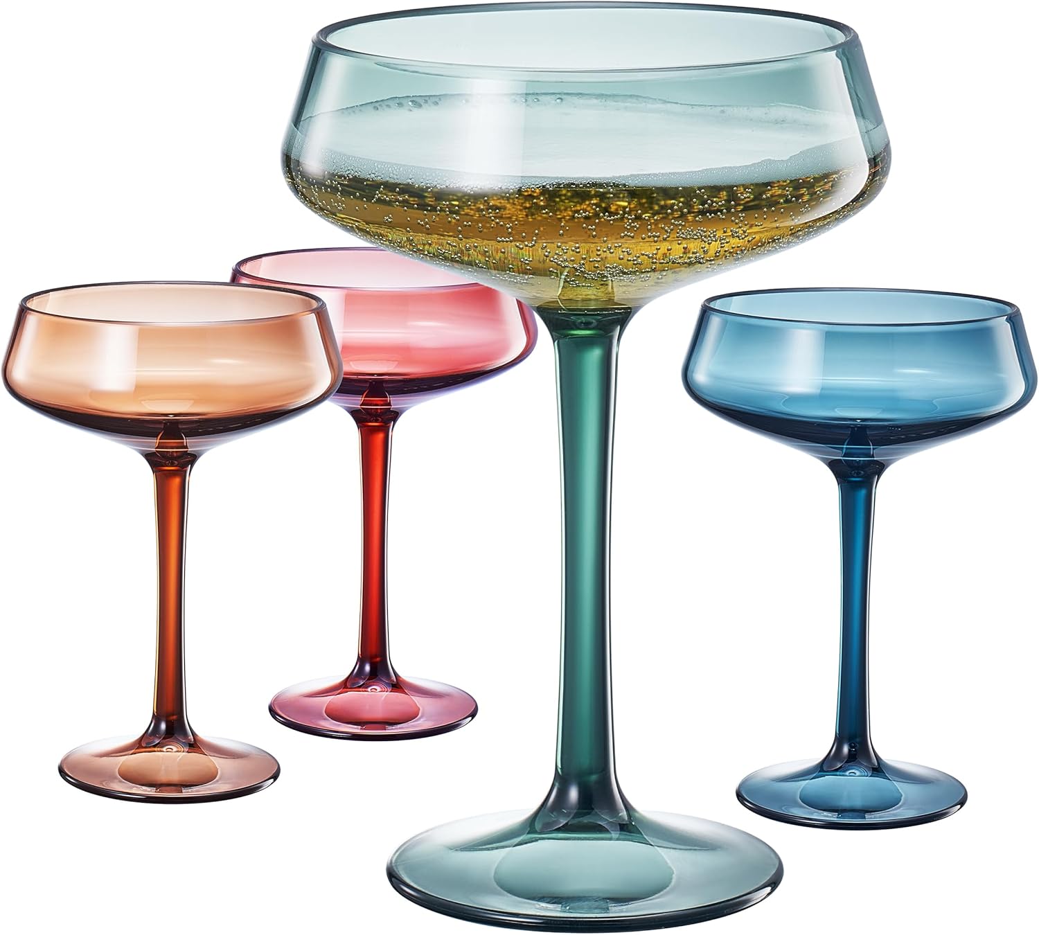 Colored Acrylic Coupe Glasses – Set of 4 Stemmed 8 oz