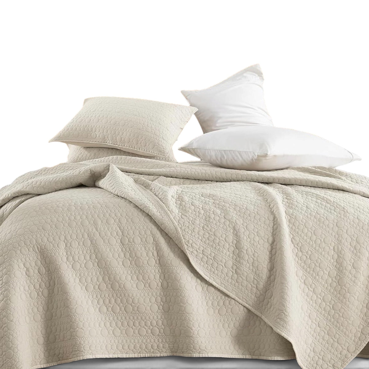 NEW West Elm Cream Stone Print Ultra Soft Queen King Bedding Bedspread Sham Set