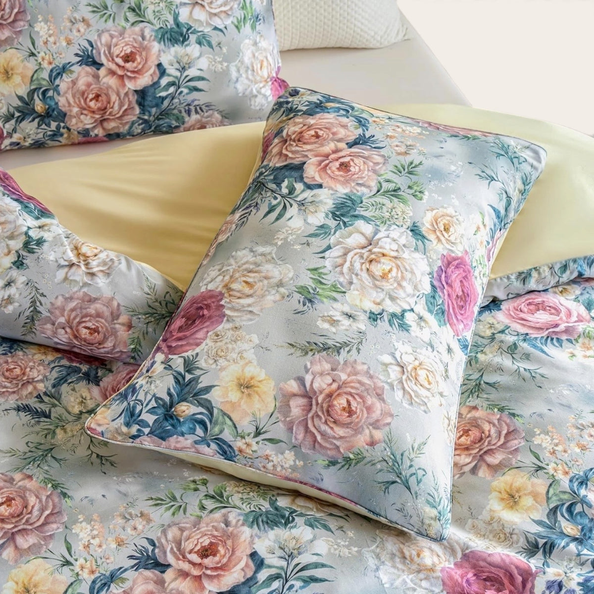 NEW Anthropologie Purple Rose Floral Boho 100% Cotton Duvet Bedding & Sham Set