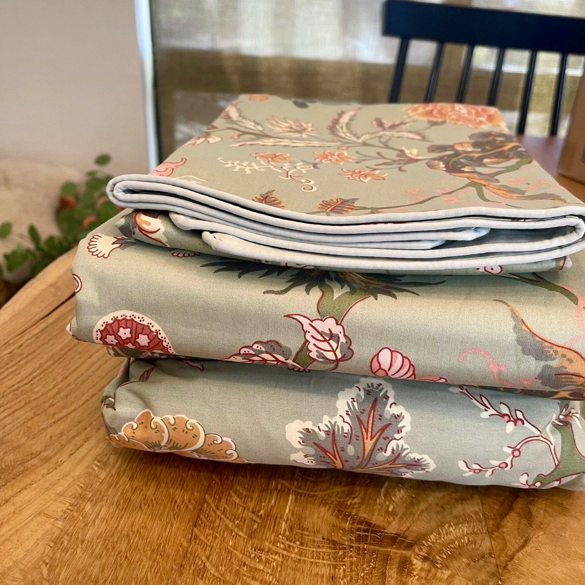 NEW Anthropologie Tiffany Green Floral Retro Antique Duvet Bedding & Sham Set