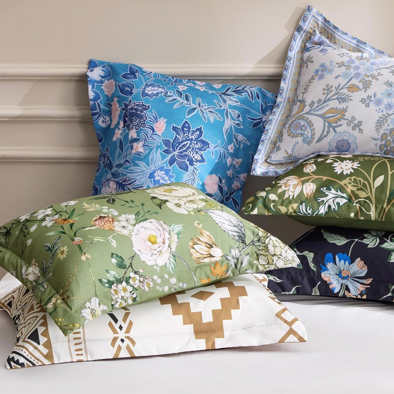 NEW Anthropologie Vintage Green Floral Bird Queen King Duvet Bedding & Sham Set