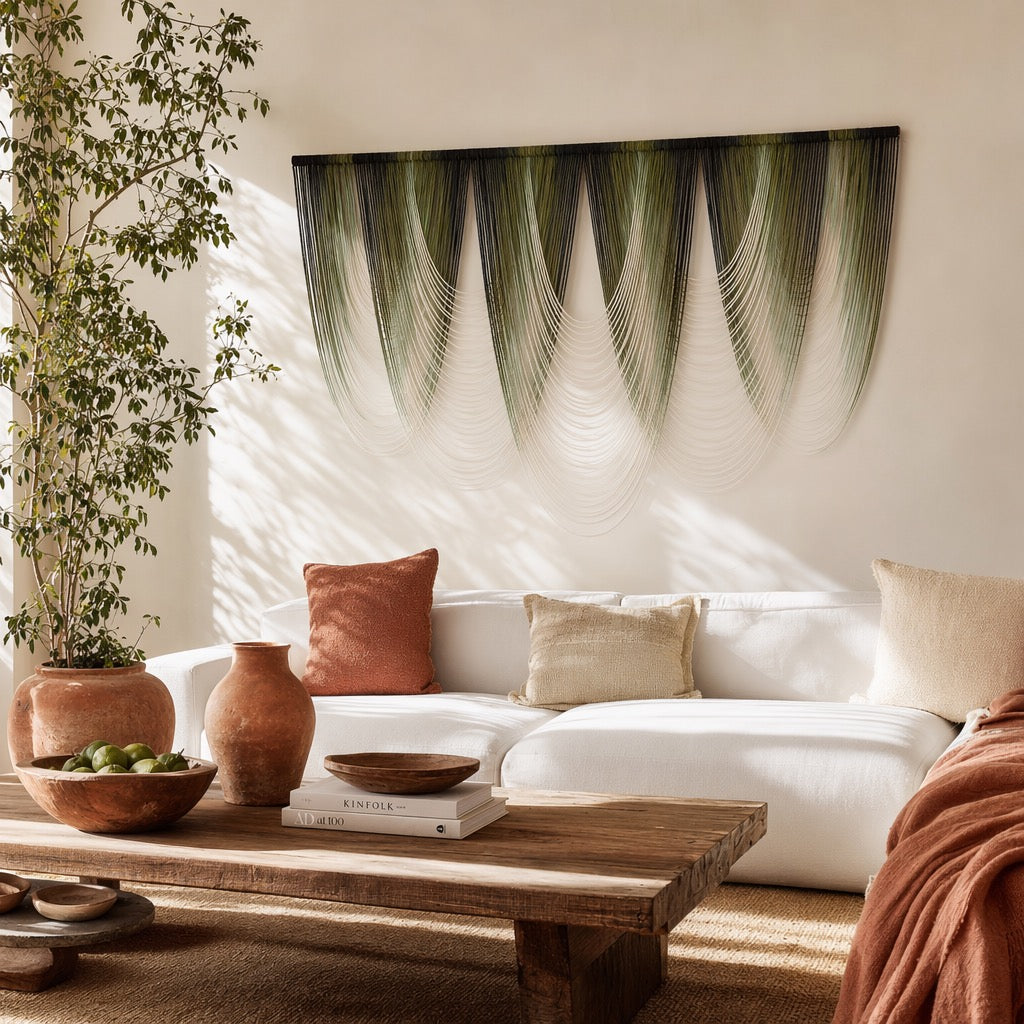 NEW Anthropologie XL Boho Tapestry Macrame Woven Dyed Yarn Wall Hanging 40 x 60