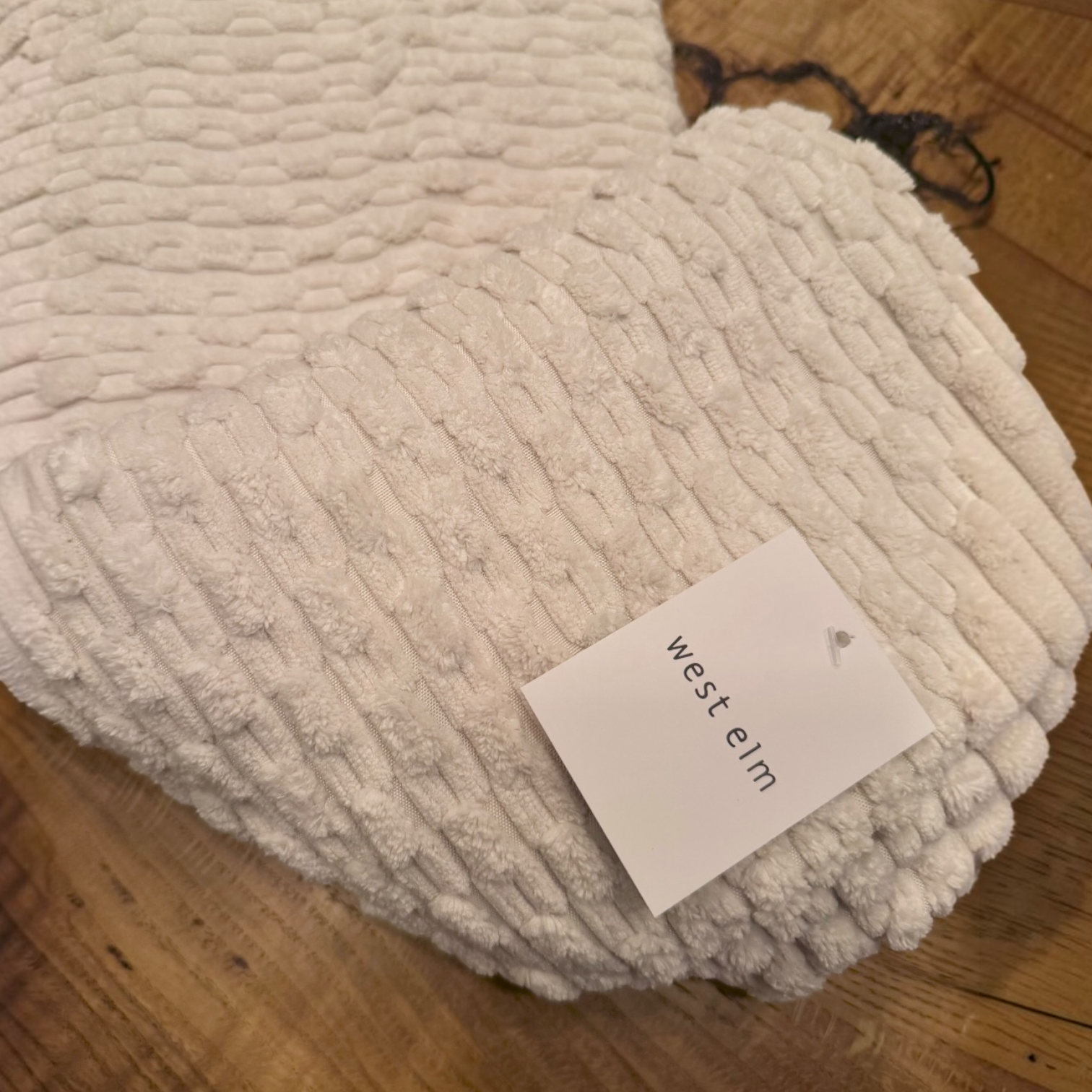 New West Elm (Set 2) White Velvet Corduroy Euro Throw Pillow Cover Sham 24 x 24