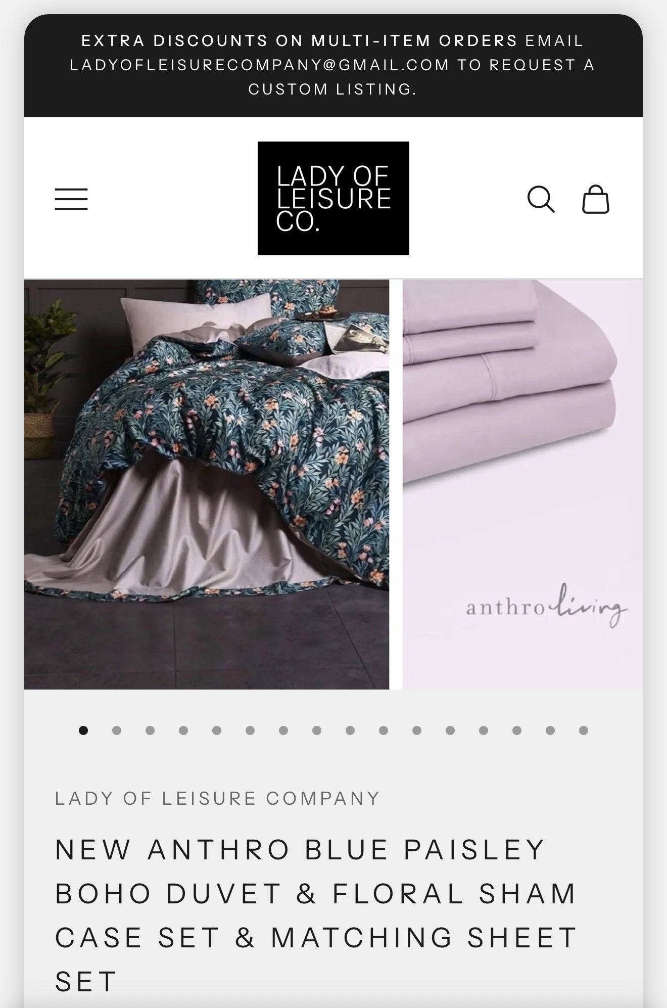 NEW Anthropologie Blue Paisley Boho King Bedding Duvet & Floral Sham Case Set