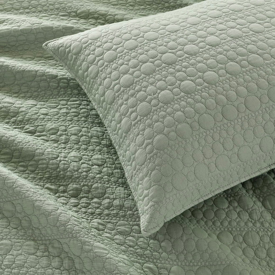 NEW West Elm Green Stone Print Ultra Soft Queen King Bedding Bedspread Sham Set