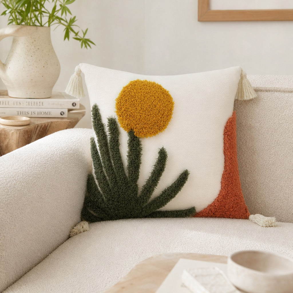 New Anthropologie Boho Abstract Tassel Throw Pillow Case Cover Sham - 18" x 18"