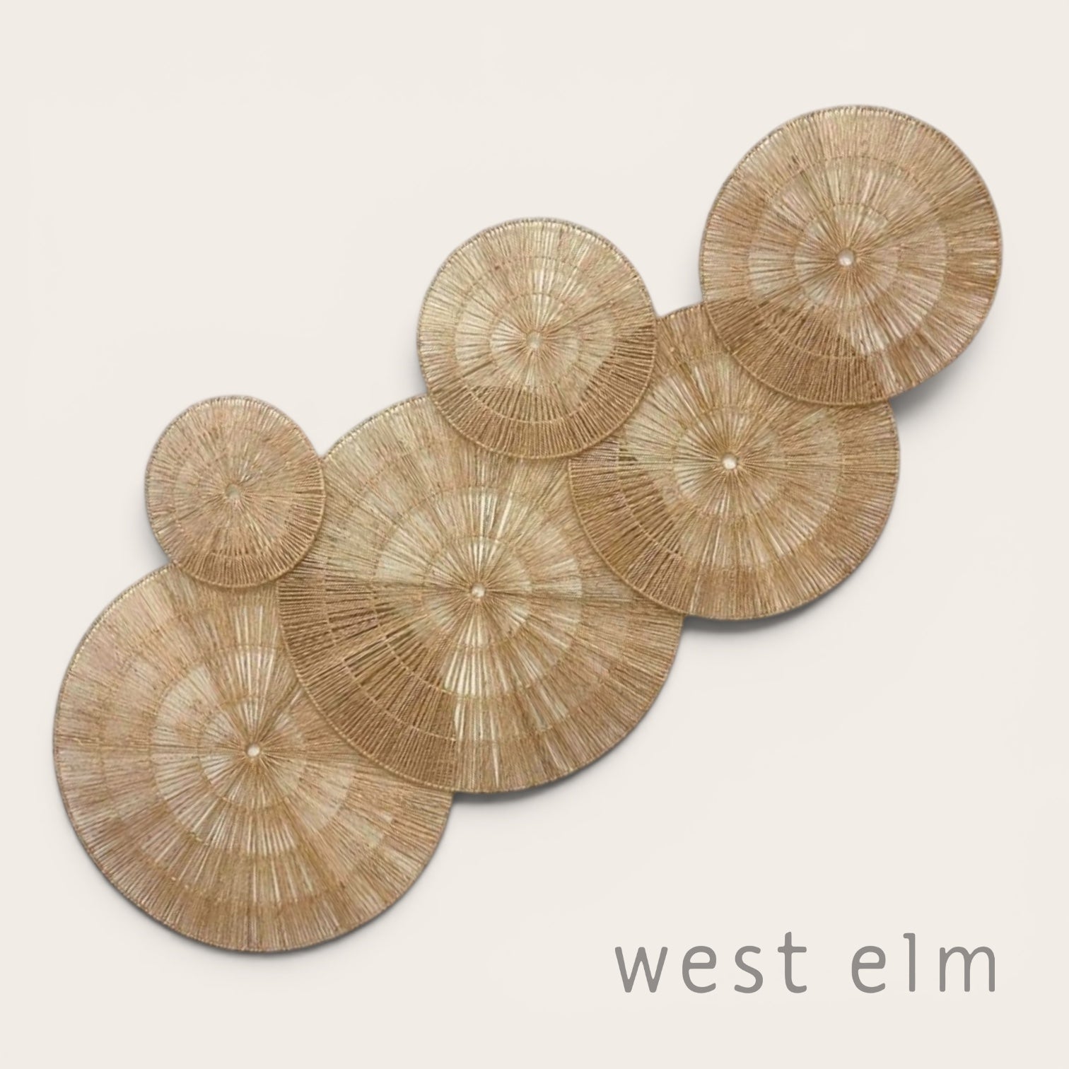 NEW West Elm 7-Piece Woven Wicker Rattan Round Boho Wall Decor Hanging Baskets