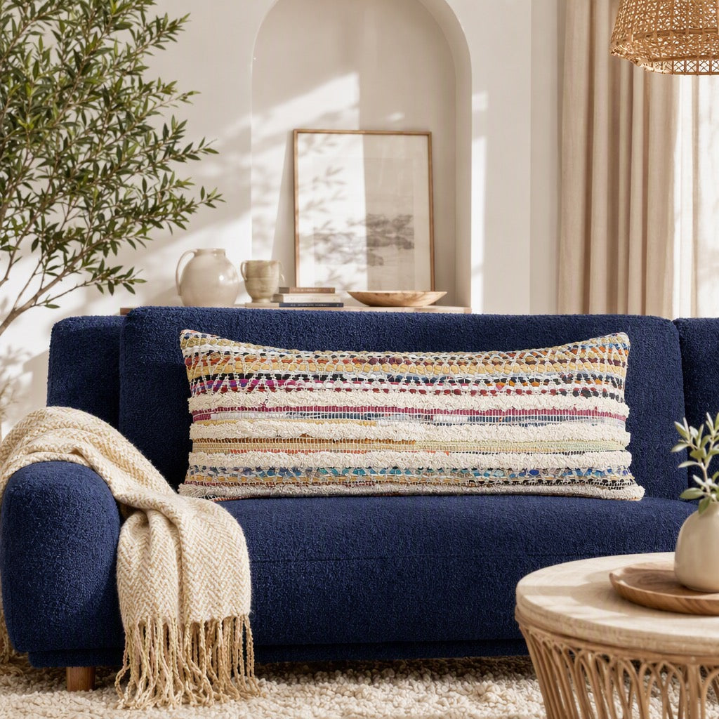 NEW Anthropologie XL Pillow & Insert Boho Lumbar Throw Colorful Woven 14" x 36"
