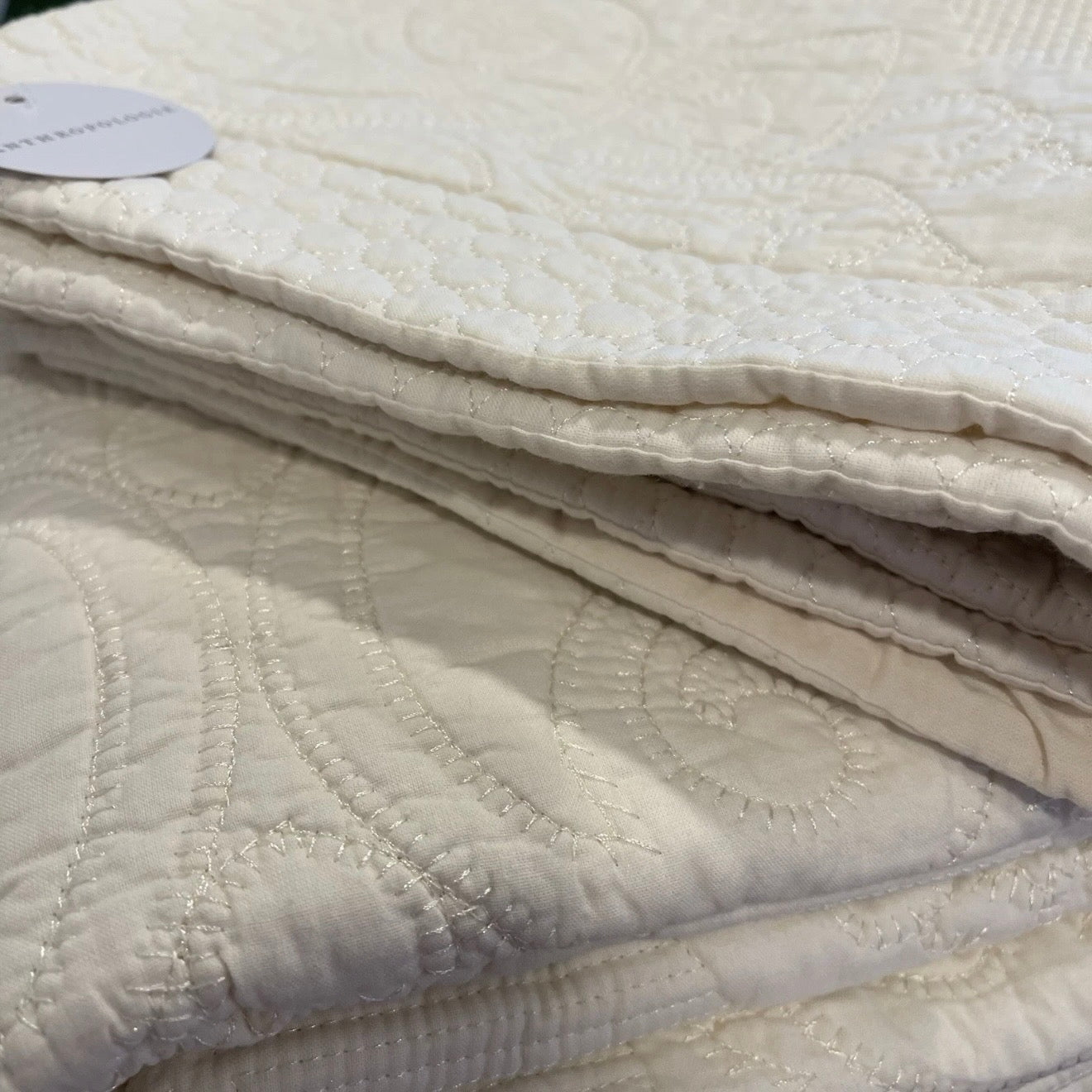 NEW Anthropologie White Queen Boho Damask Quilt Bedspread Blanket & Sham Set