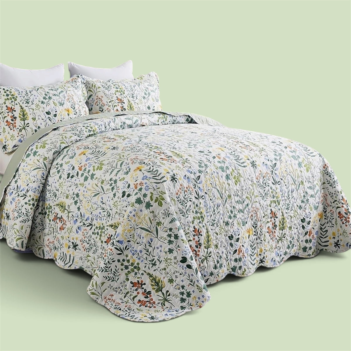 NEW Anthropologie Multicolor Floral Queen King Quilt Bedspread Bedding Sham Set