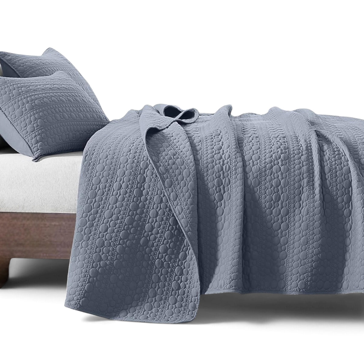 NEW West Elm Blue Stone Print Ultra Soft Queen King Bedding Bedspread & Sham Set