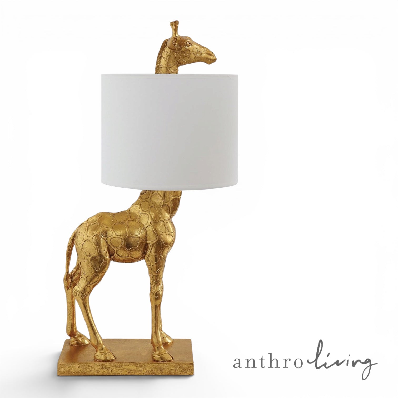 NEW Anthropologie Large Gold Boho Giraffe Table Lamp Lighting Art Deco Set - 26"
