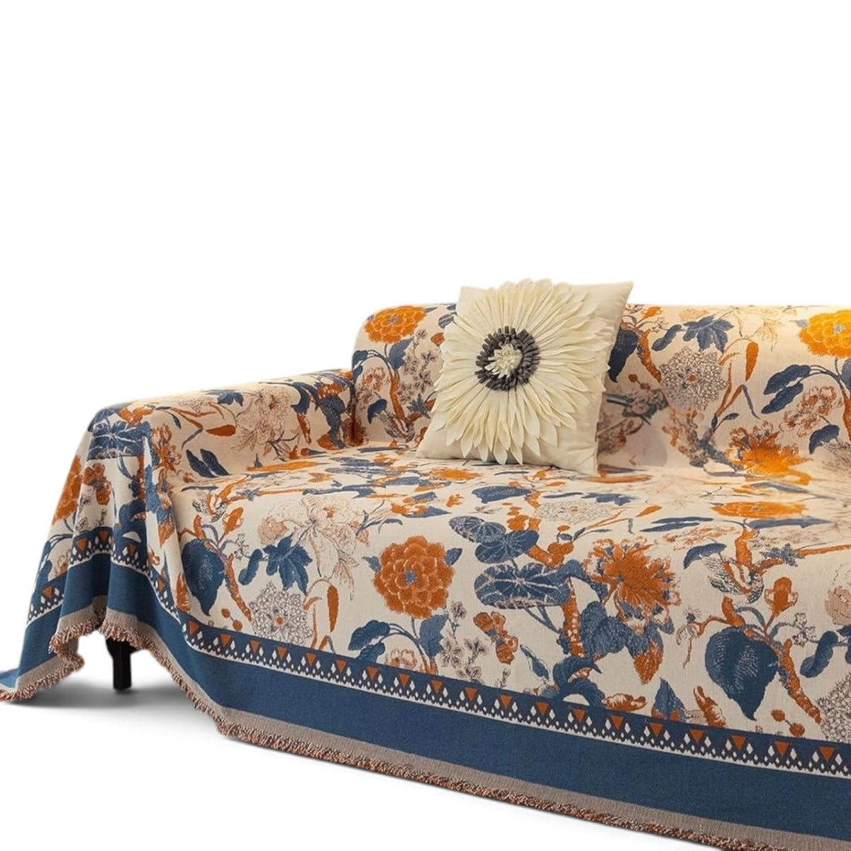 NEW XL Anthropologie Boho Floral Couch Cover Throw Blanket Quilt - 70" x 120"