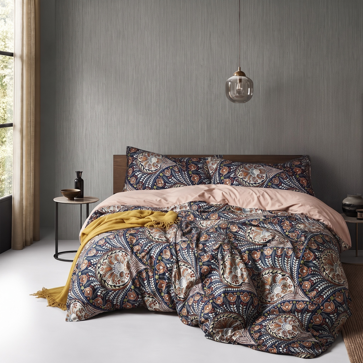 NEW Anthropologie Paisley Floral Multicolor Boho Queen / King Bedding Duvet Set