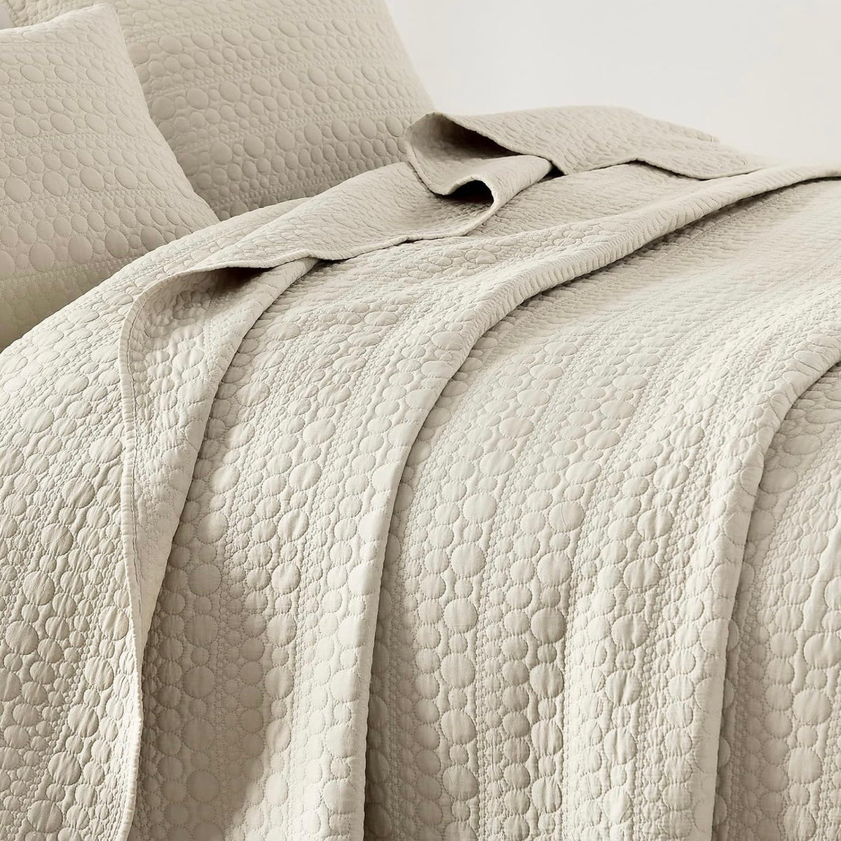 NEW West Elm Cream Stone Print Ultra Soft Queen King Bedding Bedspread Sham Set