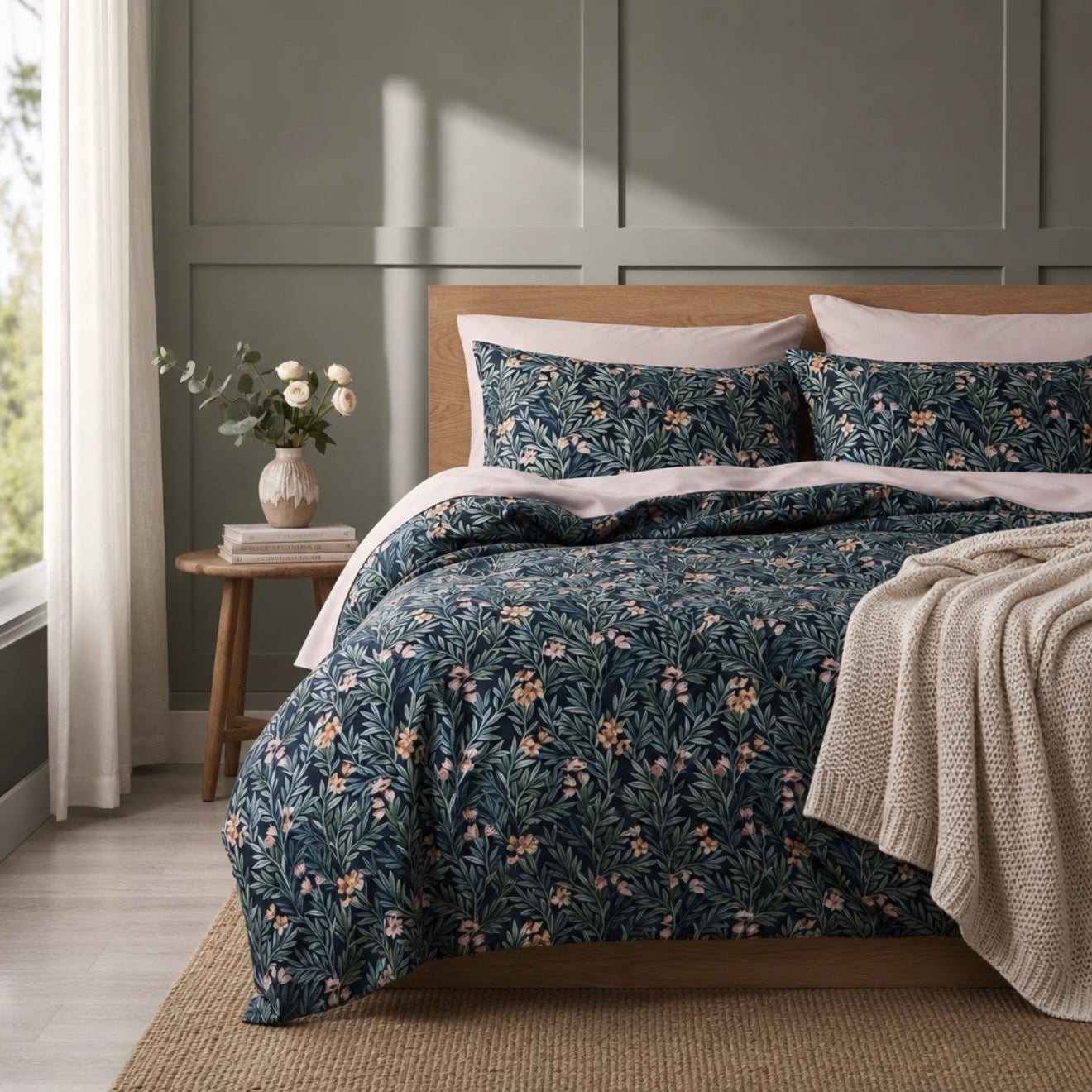 NEW Anthropologie Blue Paisley Boho King Bedding Duvet & Floral Sham Case Set