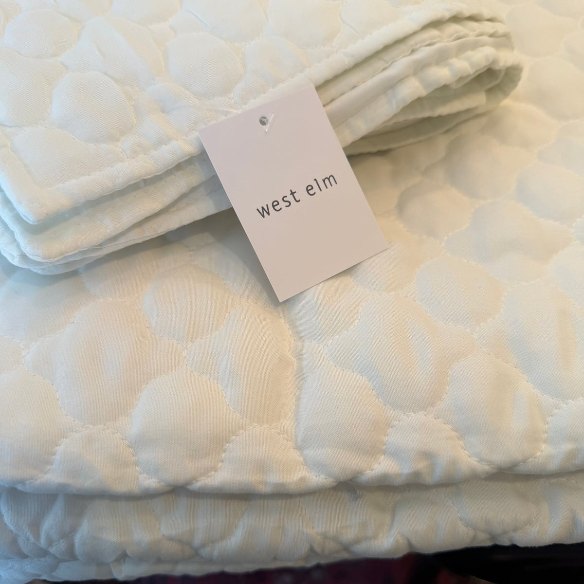 NEW West Elm Cream Ultra Soft Diamond Quilted Queen King Bedding Quilt Sham Set