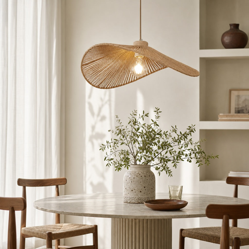 NEW West Elm Modern Boho Rattan Hanging Pendant Light Fixture Lamps Sconces 14"