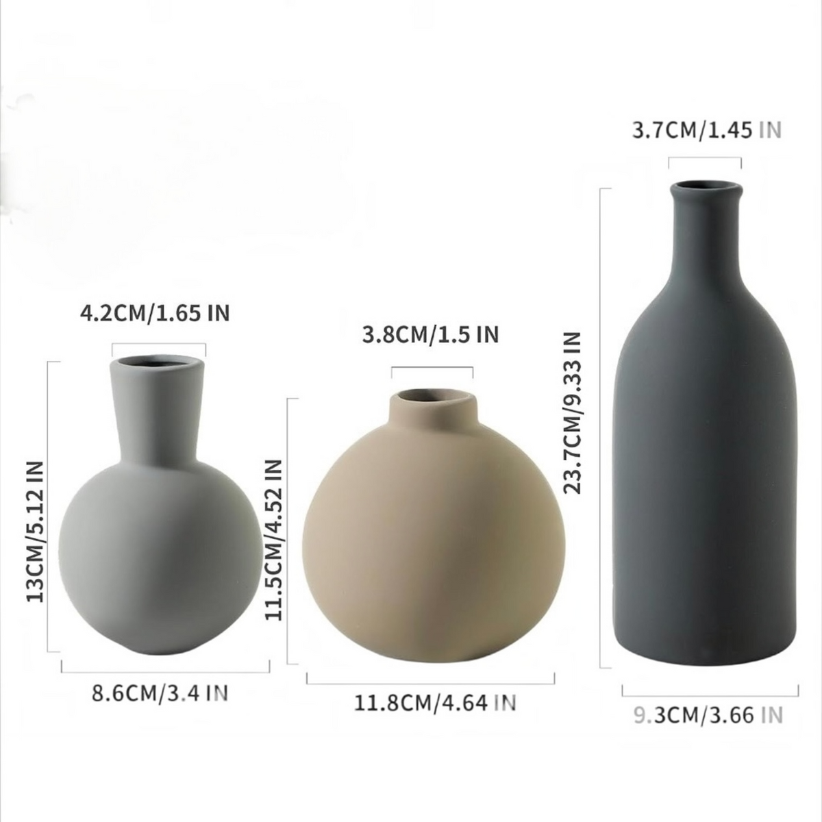 NEW West Elm Ceramic Multicolor Matte Boho Flower Vases (Set of 3) Home Decor