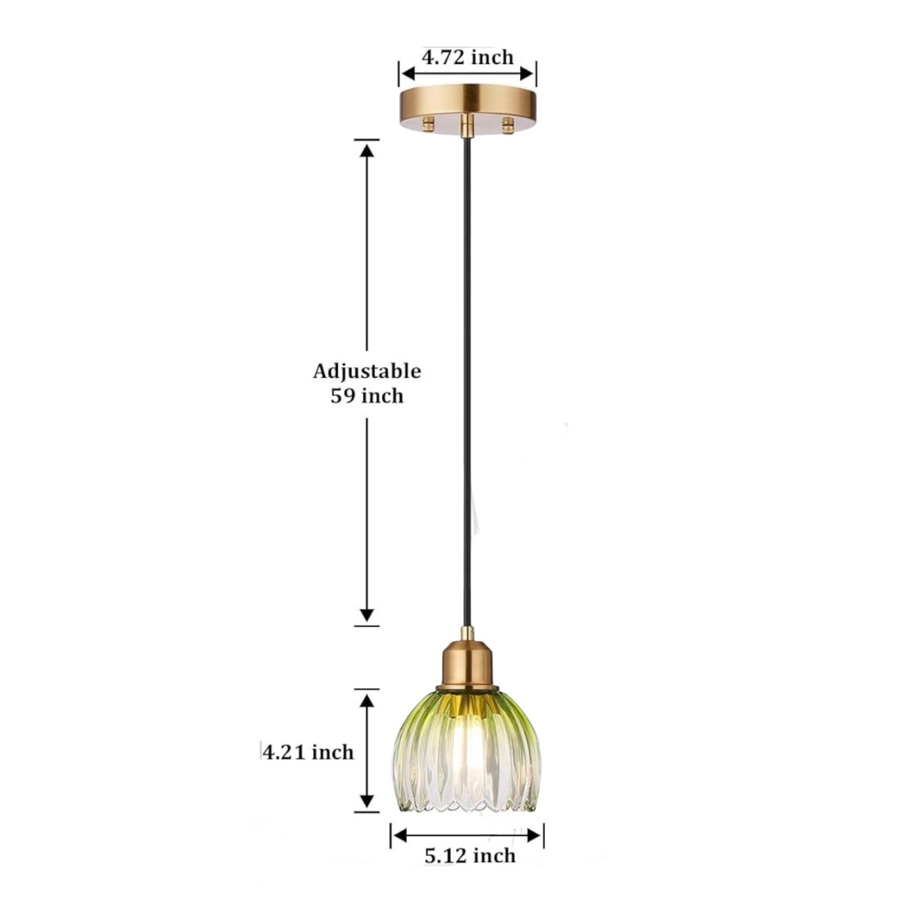 NEW West Elm Vintage Retro Green Gold Glass Tulip Hanging Pendant Light Fixture