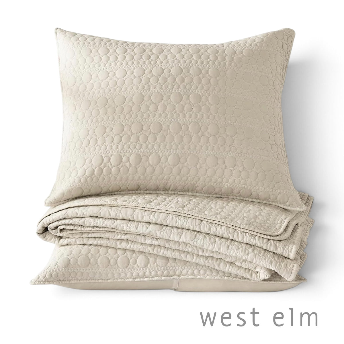 NEW West Elm Cream Stone Print Ultra Soft Queen King Bedding Bedspread Sham Set