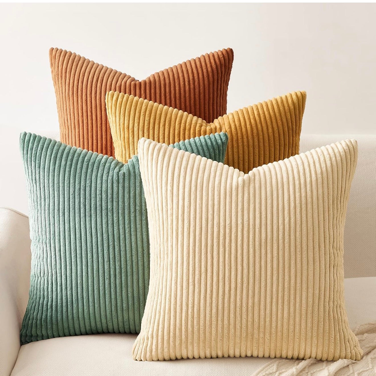 NEW West Elm (Set 4) Multicolor Velvet Corduroy Throw Pillow Cover Sham 18 x 18
